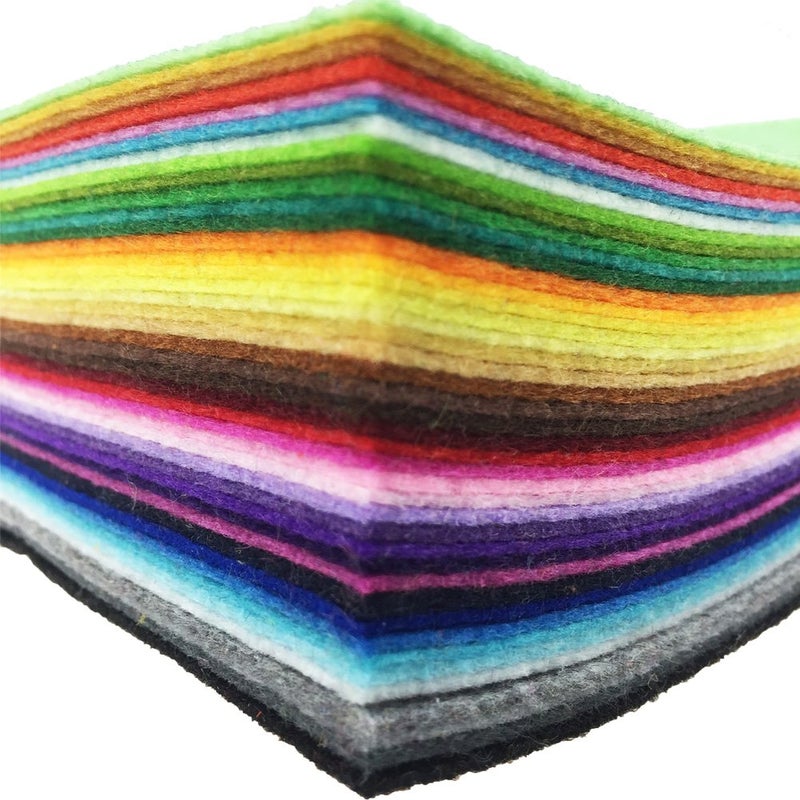 flic-flac 42pcs 6 x 6 inches (15cm x 15cm) Felt Fabric Sheet Assorted Color Felt Pack DIY Craft Squares Nonwoven - Image 1